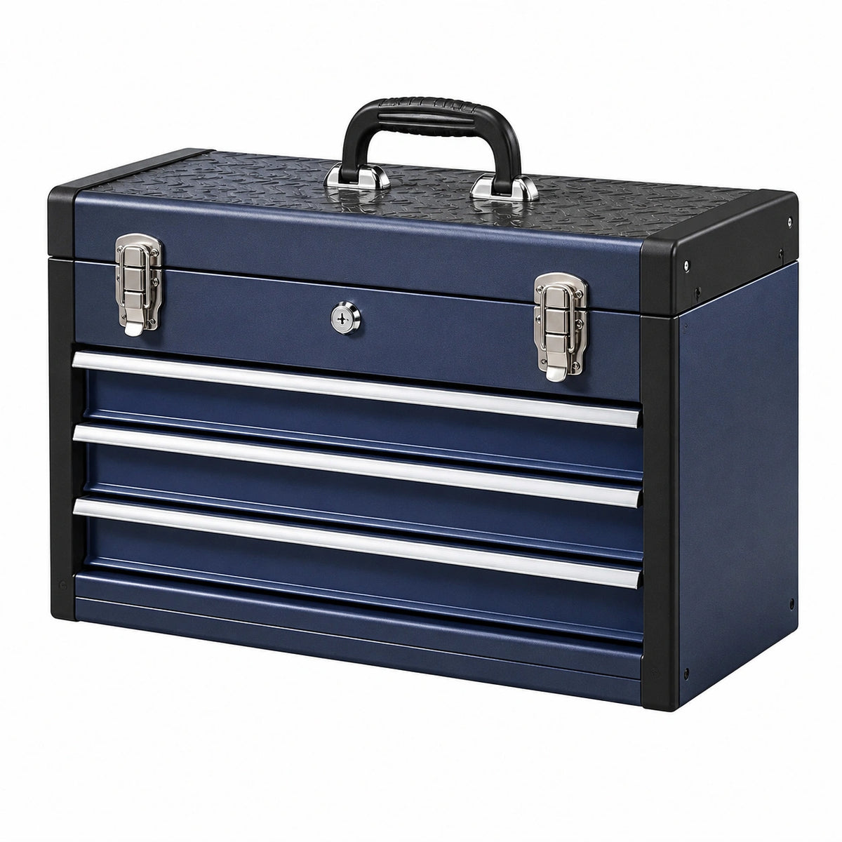 Coffre à outils 60 x 30 x 35 cm en acier bleu marine avec tiroirs portable