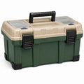 Boîte à outils 50 cm en plastique vert et beige avec organiseurs et poignée de transport