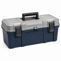 Boîte à outils 50 x 25 x 25 cm en plastique gris bleu marine avec organiseurs et poignée de transport
