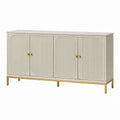 Buffet 160 x 40 x 85 cm en bois blanc et métal doré à 4 portes style contemporain