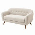 Canapé 2 places 140 cm en tissu bouclette beige style rétro
