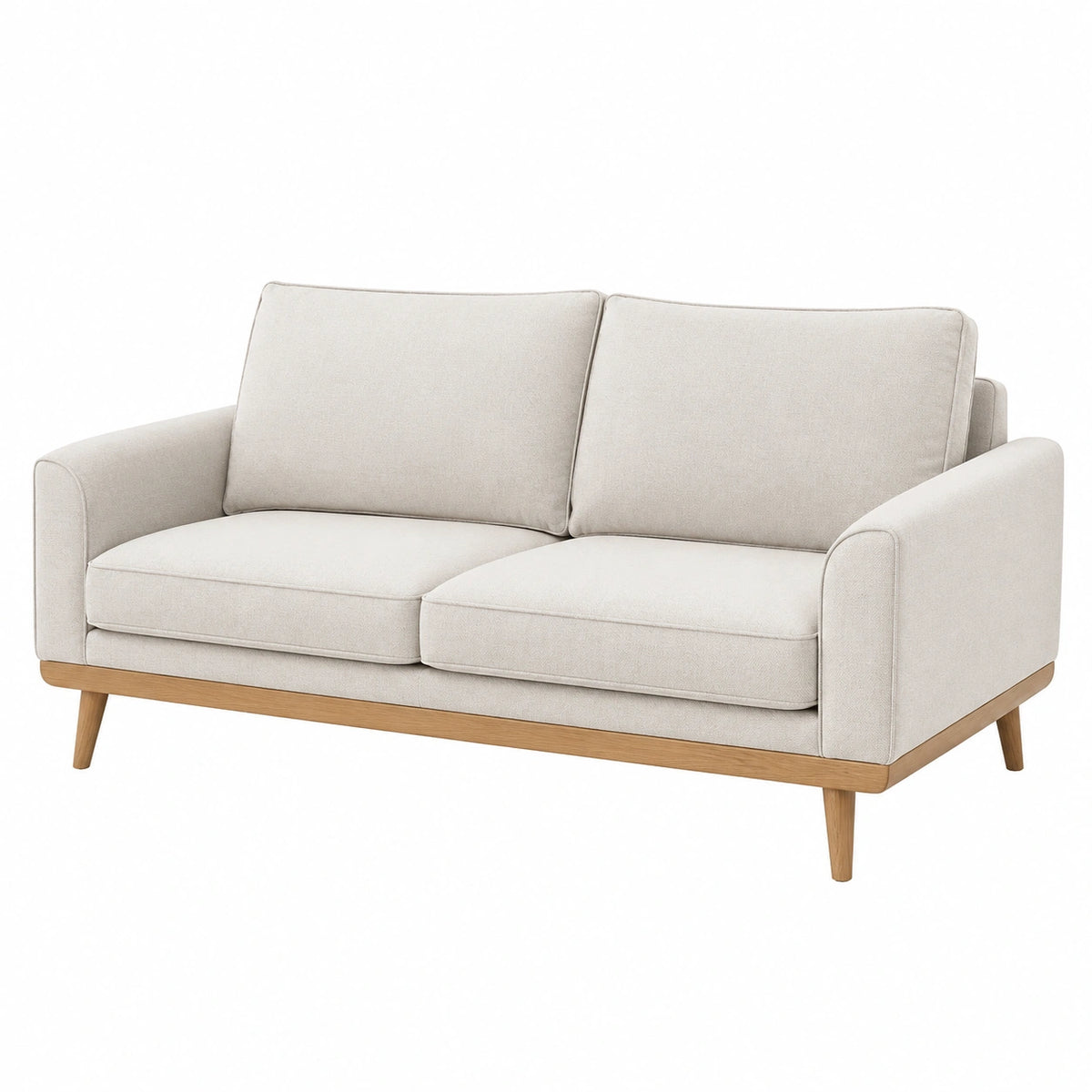 Canapé 2 places 170 x 88 x 85 cm tissu beige pieds en bois style scandinave