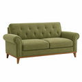 Canapé 2 places 170 x 85 x 88 cm en velours vert style classique capitonné