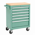 Servante d'atelier 77 x 46 x 96 cm en acier vert à 7 tiroirs mobile