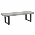 Banc 180 x 40 x 45 cm aspect béton gris et métal noir style industriel