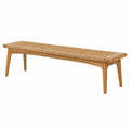 Banc 120 x 40 x 45 cm en bois et rotin naturel style scandinave