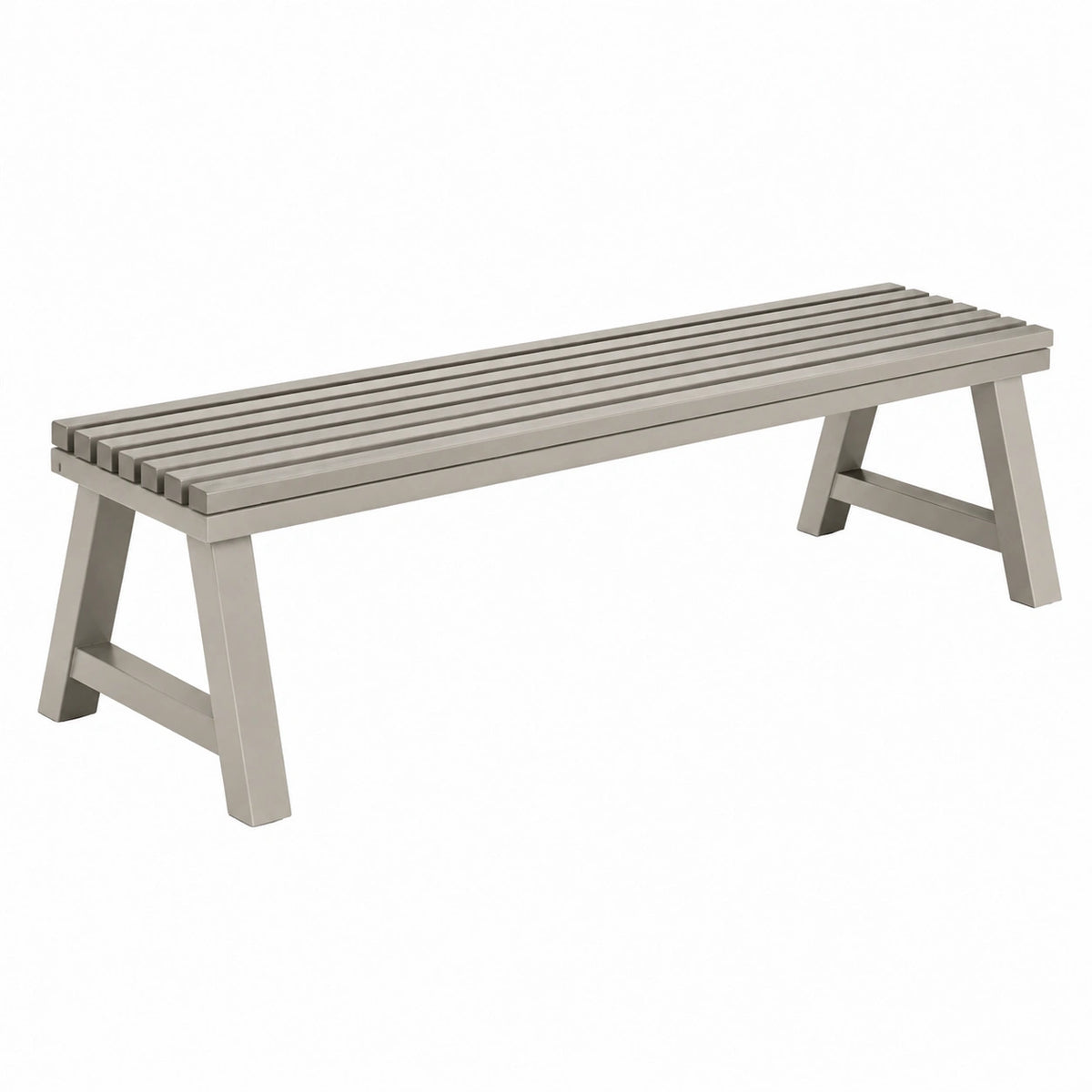 Banc de jardin 180 x 40 x 45 cm en aluminium gris à lattes style contemporain