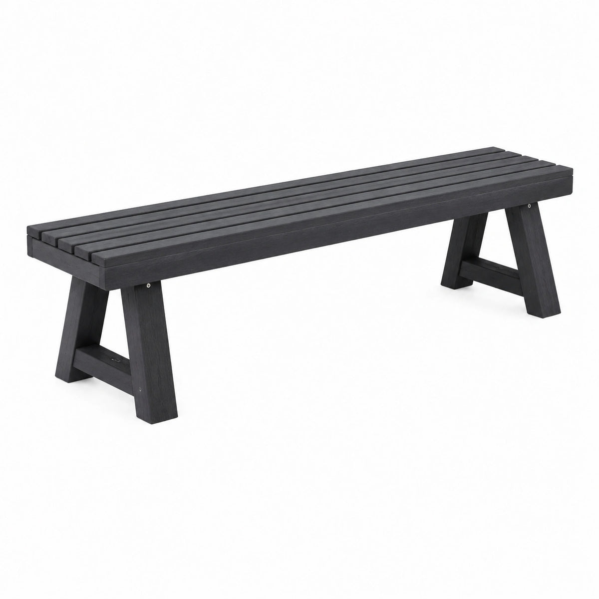 Banc de jardin 160 cm en bois noir à lattes style contemporain