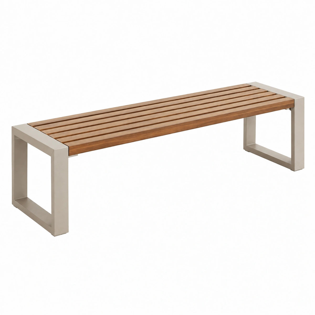 Banc de jardin 180 x 40 x 45 cm en bois et métal marron beige style contemporain